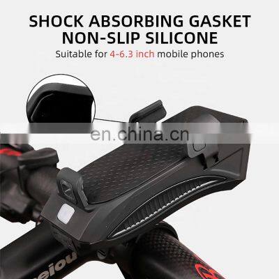 4 in 1-cycle Light Flashlight Bike Horn Handlebars Telephone Holder Cycling Including Mobile Power 2000 MAh for Smart Phone