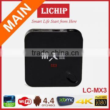 smart wifi android 4.4 S802 1080P 4k LC- MX3 MXIII TV box