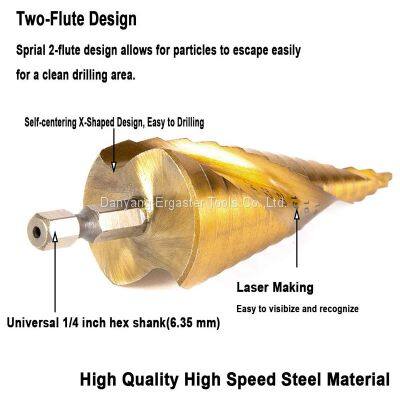 Titanium Spiral Flute Step Drill Bit Set photo-2