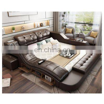 2021 Electric massage top grain leather sofa beds bedroom furniture beds