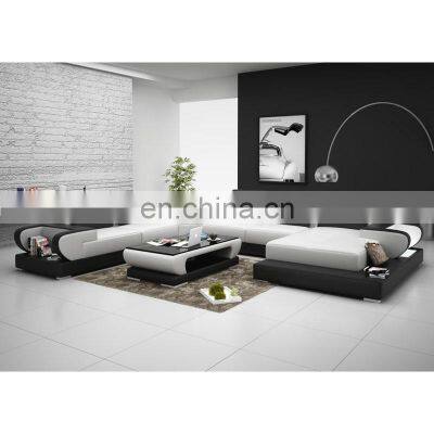 High Quality G8003 7seat U Shaped Sofa Genuine Leather Office Furniture Sectional Living Room Sofa Set