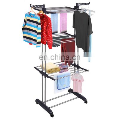 Fashion Three Tiers Cloth Drying Rack  Iron Powder Coating Clothes Dryer Rack Household Multifunctional Clothes Drying Racks