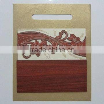 2016 New Design Fancy Chocolate Flower Wedding Cards Wooden
