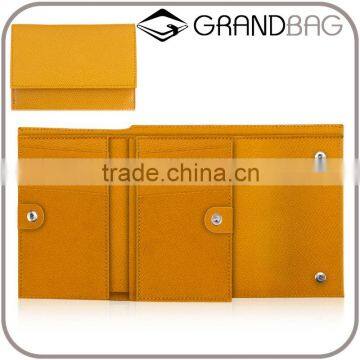grained calf leather flap triple wallet ladies leather wallet leather short wallet purse