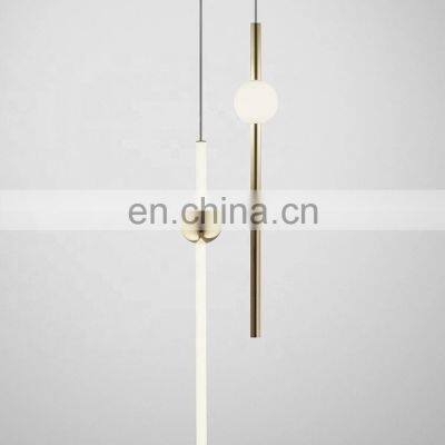 French Decorative LED Metal Pole Pendant Lamp Post Modern LED Glass Pole Interior Hanging Light photo-5