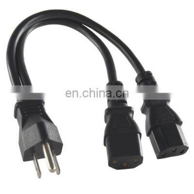 Anen 5-15 to C13 Y Splitter Power Cord - 10 Amp - 18 AWG Dc Power Cable Connectors