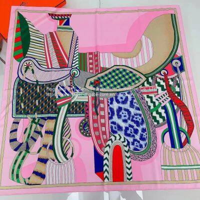 Fashion Horse Painting Squre Dress Silk Feels Soft Scarves Literature and Art Style High Quality 90*90CM photo-4