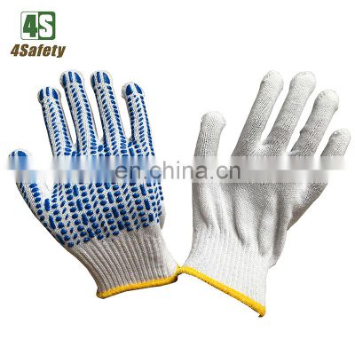 4SAFETY Bleached White Hand PVC Dotted Gloves Design For Russia Uzbekistan and Kazakhstan