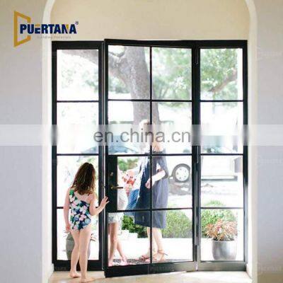 Foshan Aluminum Hinged Patio Doors European Standard Double Panels Swing Style Door Modern French Glass Casement Entry Doors