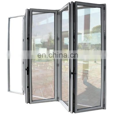 Australia standard aluminum profile bi folding door With the grid Built-in shutter