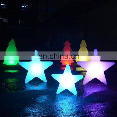 led solar outdoor Christmas tree light/event wedding rechargeable PE plastic led tree star snow led Christmas decorative lights