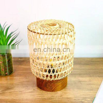 New Design Small Bamboo Table Lamp, Handmade Boho Style Night Light, Natural Bedroom Decorative Room Vietnam Manufacturer photo-5