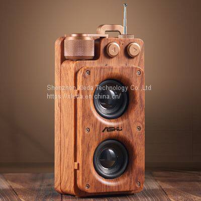 Retro Wood Portable Mini Bluetooth Speaker Wireless Loudspeaker Outdoor Speaker Sound System TF FM Radio Music Subwoofer photo-4