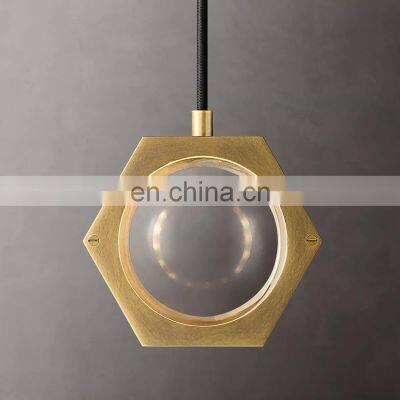 Custom Frosted Glass Ball Eclatant Metal Industrial Brass Pendant Lamp Home Engineering Hotel Light Luxury Ceiling Lamp