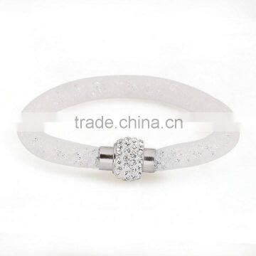 New Arrivals Colorful Mesh Single Wrap Stardust Bracelets With Crystal Stones Filled Magnetic Clasp Charm Bangles photo-6