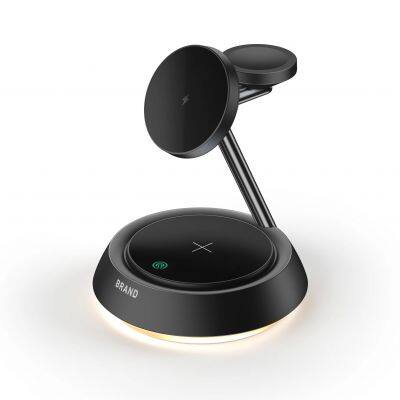 3-in-1 Multifunctional Magnetic Wireless Charger with LED Lamp Holder Integrated Multi-Feature Solution