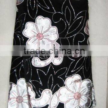 j195-4 black color korea velvet fabric with pu for african dresses