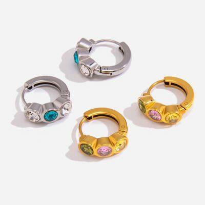 18K Gold Plated Thick Round Twist Hoop Earrings Stainless Steel Jewelry