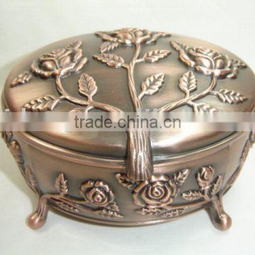 Pretty Oval Shaped Metal Jewelry Box(LD-2108S/Red-Bronze)