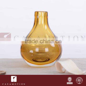 Casamotion Decorative Modern Mini Bud Amber Color Handmade Glass Flower Vase