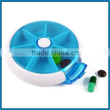 7 days rotating pill box, round pill box, plastic cute pill box