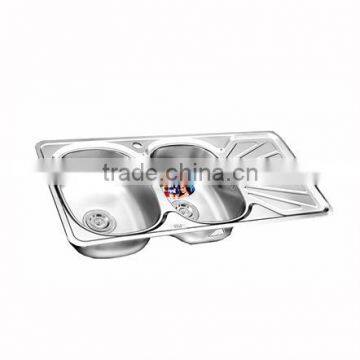 Stainless Steel Kitchen Sink Double Bowls With Tray