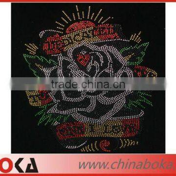 European style flower rhinestone transfer motifs for T-shirt