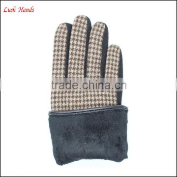 ladies wallow gird micro velvet gloves with black bow for wholesale