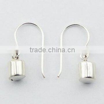 Sterling Silver Cylinder Earrings On Swing Loops