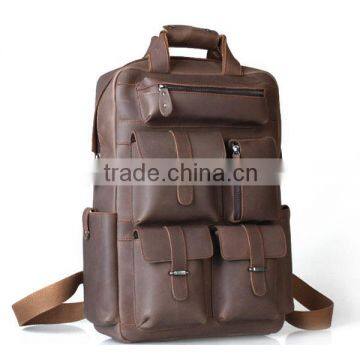 2014 Fashion Vintage Cowhide Leather Backpack Bag for Wholesale photo-2