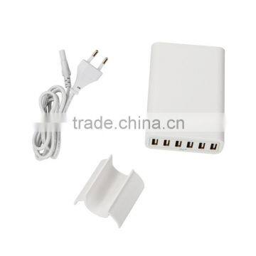 With EU/US/UK interchangeable plug 6 Ports Usb Wall Charger 60W 5V 12A