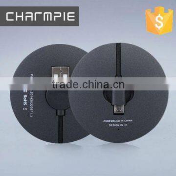 High quality slim dual port usb wall charger with built in cable/power charger