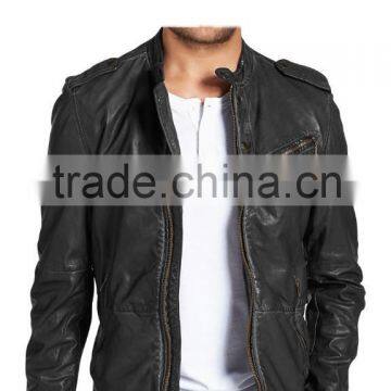 SNAP TAB EPAULETTES FITTED BIKER JACKET