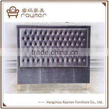 Home furniture solid wood buttoned velvet fabric tufted upholstery headboard