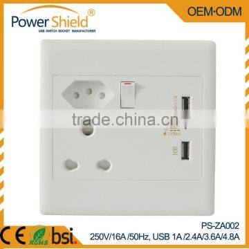 2015 Latest Type D / M South Africa / India /Brazil Wall Socket With Twins USB Powr Outlet 250V 16A photo-2