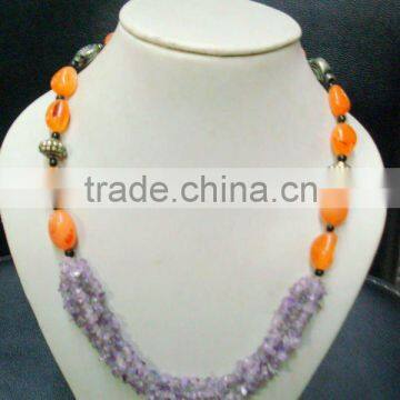 Carnelian Amethyst Fashion stone beads necklace