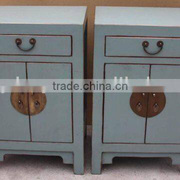 chinese antique blue wooden nightstand