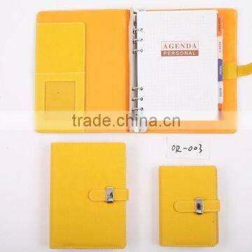 2016 agenda Useful pu leather cover material mini diary notebook with binder