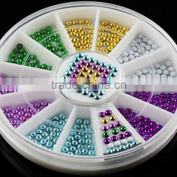 6 colors Alloy 3D nail art Round Rhinestones, Wheels 3D Nail Art Decorations