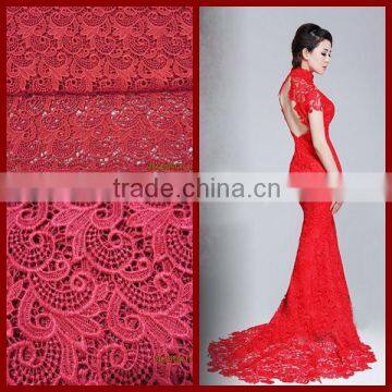 2015 Latest Red African lace fabric for wedding dress