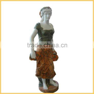 Garden Woman Carved Natural Marble Girl Sculpture