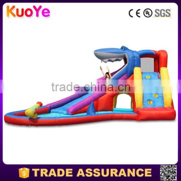 wholesale novelty shark type inflatable water slide with pool for kids