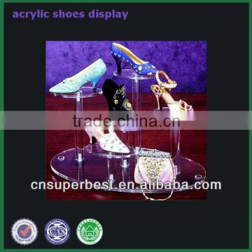 Desk top clear acrylic shoes display for shoes store