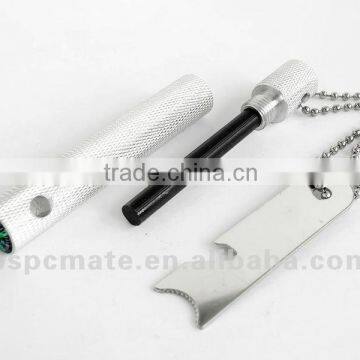 survival camping fire flint with compass and bottle opener