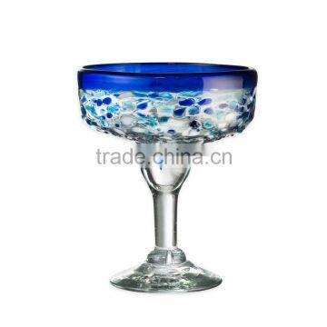 2015 sodalime China manufacture blue rim bubble design ocean style Margaret glass