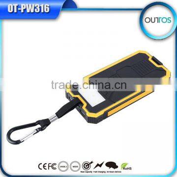 Portable Solar Charger 12000mah With Carabiner and Camping Lamp