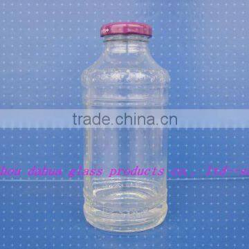 14oz round empty fancy glass bottles for juice with metal cap