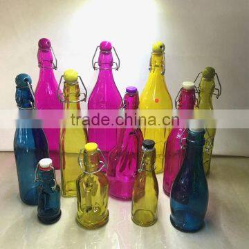 colored painting beverage juice glass bottles with swing top