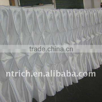 Fascinating!!! 2012 white colour satin table cloth/table skirt,honeycomb style,fashion design