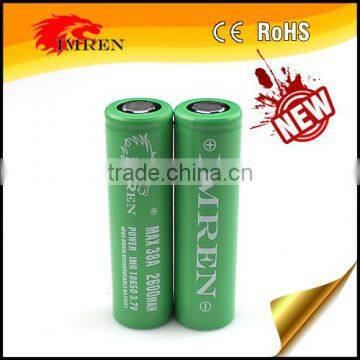 Hottest!!!! IMREN 2600MAH 38A 18650 battery for mod imren battery